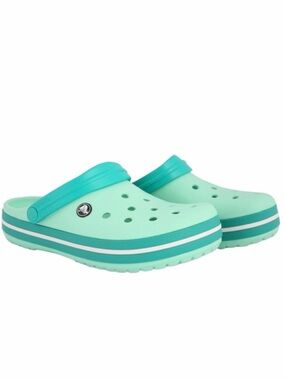 Crocs Green White Clogs Men 8, Women 10 Sandals Activewear Teen Adult Unisex Fun